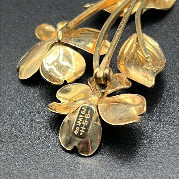 Vintage HSB 12k GF dogwood flower brooch - Picture 5 of 5